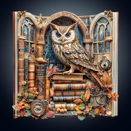 WOODBESTS Wooden Puzzles for Adults275 Pieces126 122in Bookcase Owl Wood Puzzles AdultUnique Shape Wooden Jigsaw Puzzles with Wooden Storage BoxPersonalized Gifts for Puzzle Lovers - Image 1