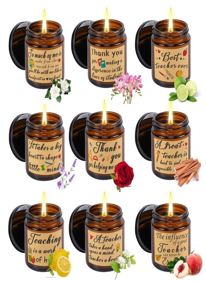 Kolewo4ever 9 Pieces Teacher Appreciation Gifts Thank You 3.5 oz Scented Candles for Women Birthday Teachers Day - Image 1