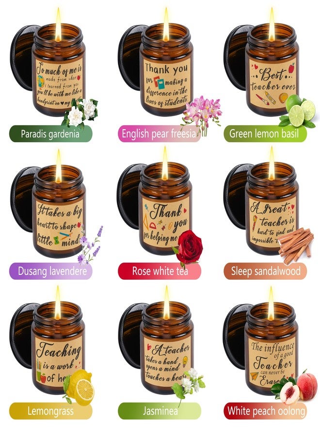Kolewo4ever 9 Pieces Teacher Appreciation Gifts Thank You 3.5 oz Scented Candles for Women Birthday Teachers Day - Image 4