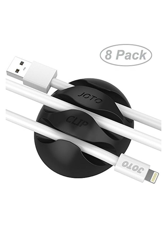 JOTO Cable Clips Cord Management Organizer, Wall Desk Desktop Cable Wire Clip, Electronics Computer Mouse Charging USB Cable Holder, Black - Image 2