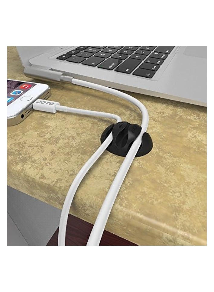 JOTO Cable Clips Cord Management Organizer, Wall Desk Desktop Cable Wire Clip, Electronics Computer Mouse Charging USB Cable Holder, Black - Image 3