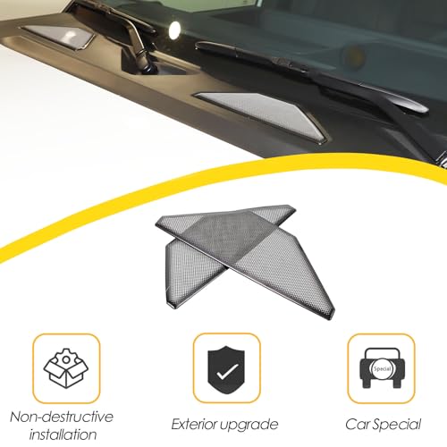 Heutamo Exterior Hood Vent Air Outlet Cover Trim Compatible with Toyota Land Cruiser 250 Prado J250 LC250 2024 2025 Accessories, Stainless Steel Car Front Hood Air Vent Dust Protective Cover (Black) - Image 4