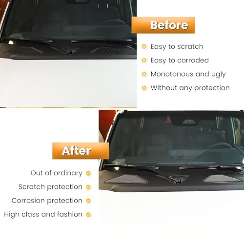 Heutamo Exterior Hood Vent Air Outlet Cover Trim Compatible with Toyota Land Cruiser 250 Prado J250 LC250 2024 2025 Accessories, Stainless Steel Car Front Hood Air Vent Dust Protective Cover (Black) - Image 2