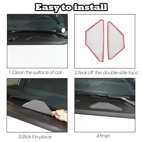 Heutamo Exterior Hood Vent Air Outlet Cover Trim Compatible with Toyota Land Cruiser 250 Prado J250 LC250 2024 2025 Accessories, Stainless Steel Car Front Hood Air Vent Dust Protective Cover (Black) - Image 5