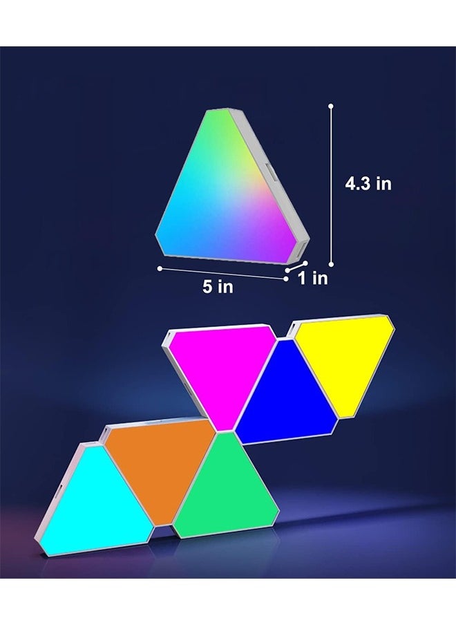 داريو - مجموعة من 6 لوحات إضاءة LED ثلاثية – أضواء حائط ذكية RGBIC مع تحكم عبر التطبيق، مزامنة مع الموسيقى، و6 منافذ اتصال لتجهيزات الألعاب، غرف النوم، أو غرف البث - Image 1