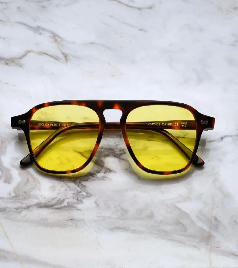 Explicit Poets Explicit Poets Unisex Daniel Tortoise-Yellow Stylish Sunglasses, A11EP7