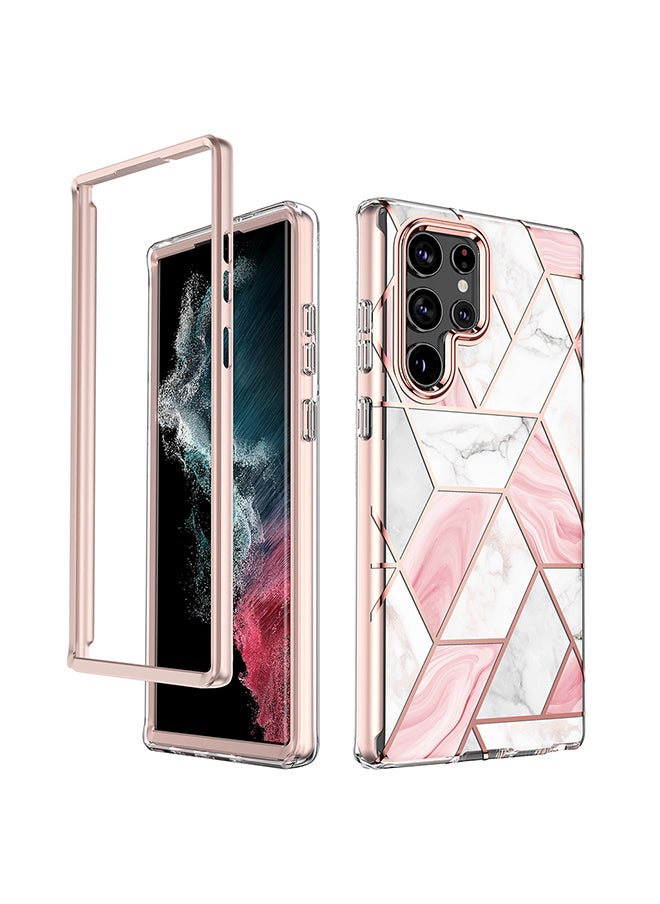 O Ozone Case for Samsung Galaxy S24 Ultra Case, Full-Body Smooth Gloss Finish Marble Shockproof Bumper Slim Phone Cases (Pink)  - Image 1