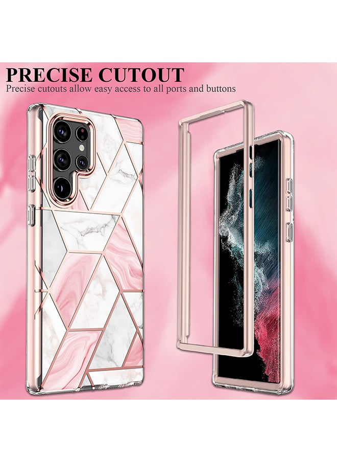O Ozone Case for Samsung Galaxy S24 Ultra Case, Full-Body Smooth Gloss Finish Marble Shockproof Bumper Slim Phone Cases (Pink)  - Image 2