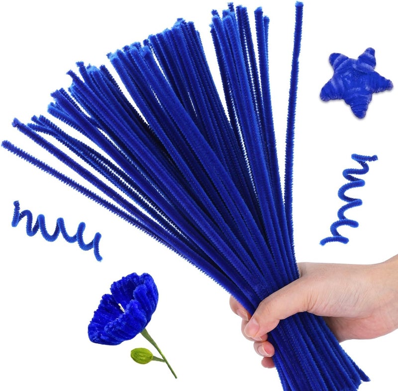 Prescent Present 100pc Pipe Cleaner Art Craft Supplies DIY Projects Decoration and much more (Dark Blue, 100pc) - Image 1