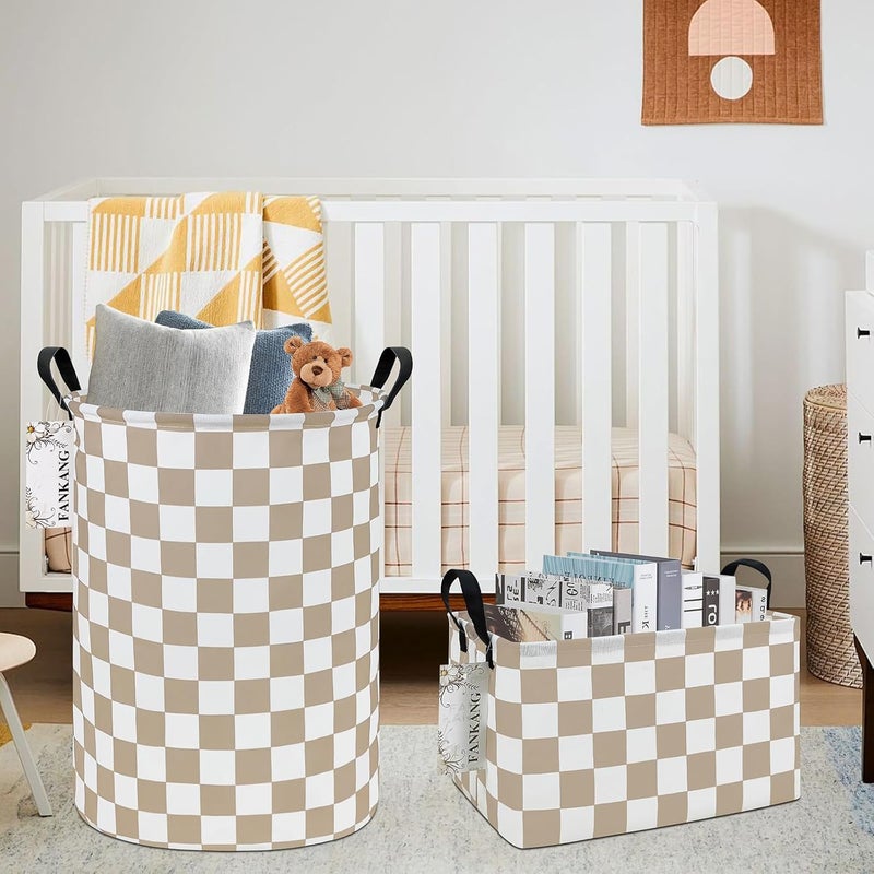 FANKANG Storage Bins,Nursery Hamper Canvas Laundry Basket Foldable with Waterproof PE Coating Storage Baskets for Boys and Girls, Office, Bedroom, Clothes,Toys(Rec-Beige flag ） - Image 4