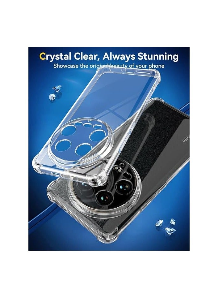 Xiaomi 14 Ultra Case, Xiaomi Mi 14 Ultra Phone Case Clear, Reinforced Corners Scratch Resistant TPU Rubber Soft Silicone Best Camera Protective Cover for Xiaomi 14 Ultra 5G Clear - Image 2