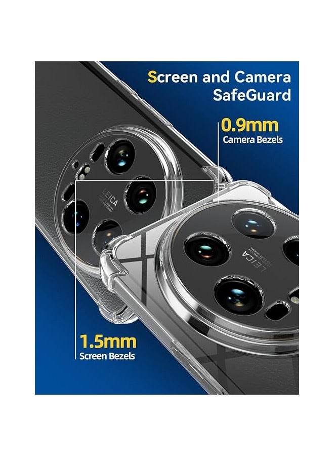 Xiaomi 14 Ultra Case, Xiaomi Mi 14 Ultra Phone Case Clear, Reinforced Corners Scratch Resistant TPU Rubber Soft Silicone Best Camera Protective Cover for Xiaomi 14 Ultra 5G Clear - Image 3