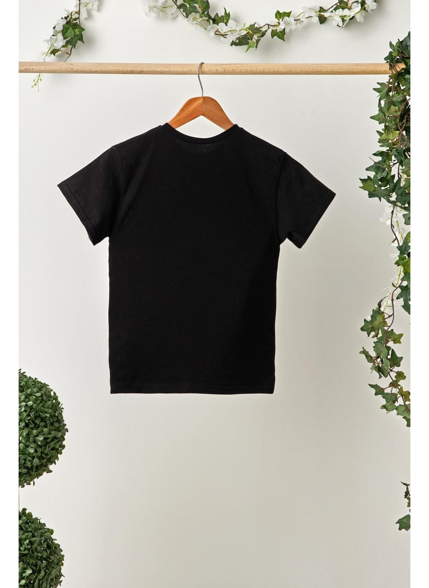 Babygiz - Black Girl's Short Sleeve Crew Neck Anti-Sweat, Comfortable Cotton Combed Cotton T-Shirt - Image 1