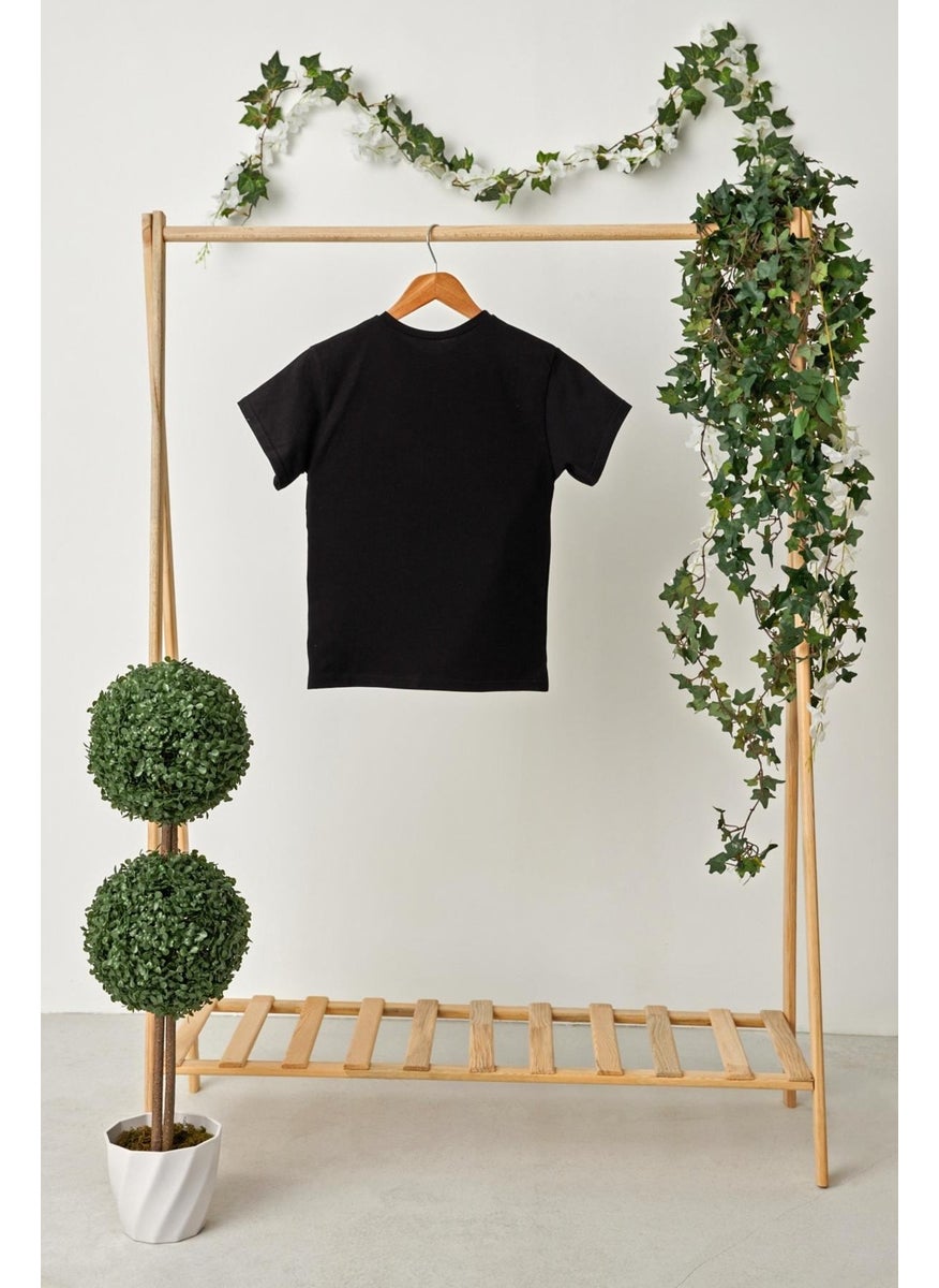 Babygiz - Black Girl's Short Sleeve Crew Neck Anti-Sweat, Comfortable Cotton Combed Cotton T-Shirt - Image 1