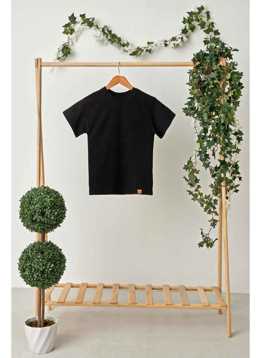 Babygiz - Black Girl's Short Sleeve Crew Neck Anti-Sweat, Comfortable Cotton Combed Cotton T-Shirt - Image 1