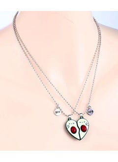 2pcs Cartoon Avocado & Letter Pendant Necklace, Cute Half Broken Heart Avocado Engraved BFF Pendant Chain Adjustable Necklace Bracelet