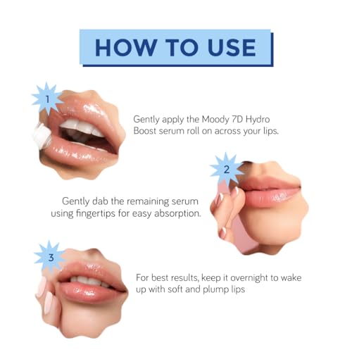Moody 7D Hydro Burst Lip Serum Roll-On with Hyaluronic Acid, Kojic & Ceramides For Pigmentation & Hydration| Lip Serum for Chapped & Dry Lips | Nourishing and Moisturizing Lips | Paraben Free & Vegan - Image 2