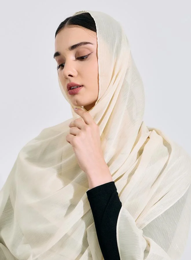 Amirah Cream Solid Crinkle Hijab 70x175 cm