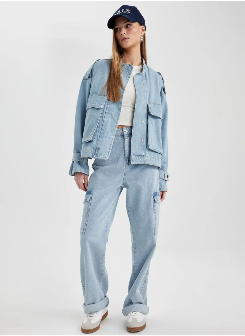 ديفاكتو Wide Leg High Waist Long Cargo Jeans