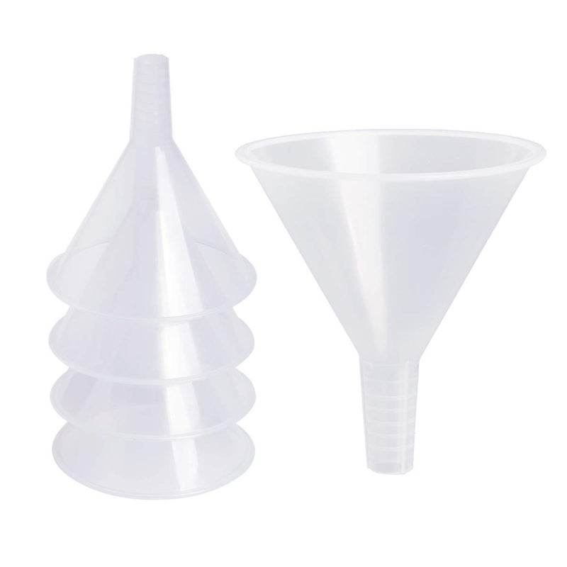 Sbyure 6 Pack Plastic Funnels  4.6 Inch Multi-Purpose Clear Plastic Funnels With Long Reaching Spout For Science Lab Bottle Filling Liquid Water Bottle Easy And Smooth Transfer - Image 1