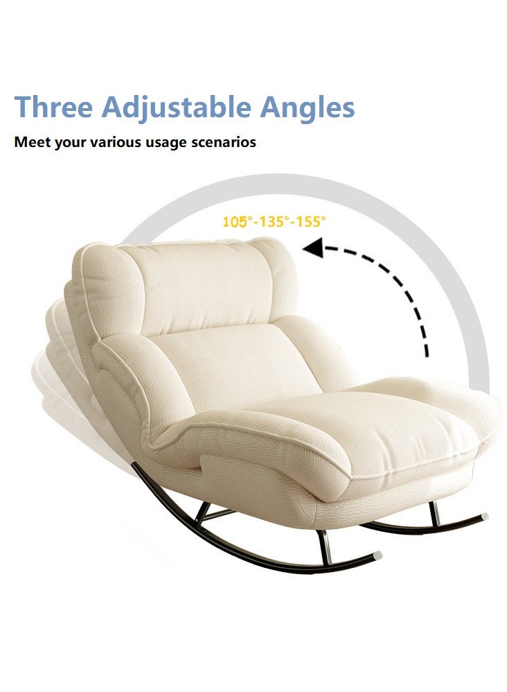 ZUIHAO Upholstered Rocking Chair with Adjustable Backrest Padded Cushion Metal Frame Reclining Sofa Bed Lazy Sofa Chair Floor Chair Ice Velvet Reclining Lounge Chair for Bedroom - Image 4