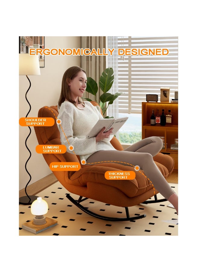 ZUIHAO Upholstered Rocking Chair with Adjustable Backrest Padded Cushion Metal Frame Reclining Sofa Bed Lazy Sofa Chair Floor Chair Ice Velvet Reclining Lounge Chair for Bedroom - Image 5