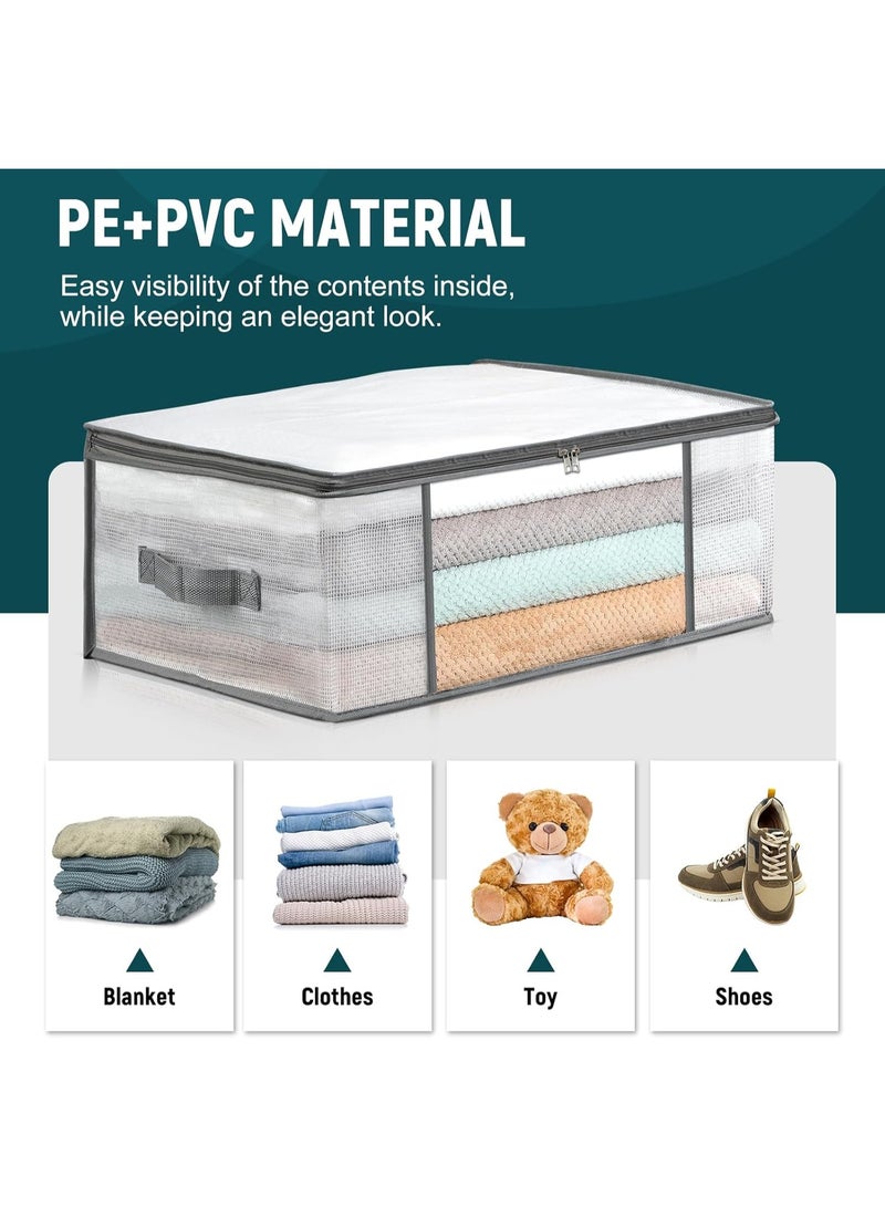 3 حزم من أكياس تخزين الملابس، صناديق تخزين بطانيات بلاستيكية قابلة للطي، حاوية لتنظيم الخزانة لغرفة النوم، الفراش، الألحفة، الوسائد والملابس - 35 لتر مع مقابض - Image 3