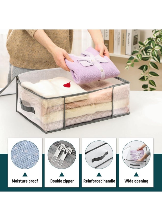 3 حزم من أكياس تخزين الملابس، صناديق تخزين بطانيات بلاستيكية قابلة للطي، حاوية لتنظيم الخزانة لغرفة النوم، الفراش، الألحفة، الوسائد والملابس - 35 لتر مع مقابض - Image 4