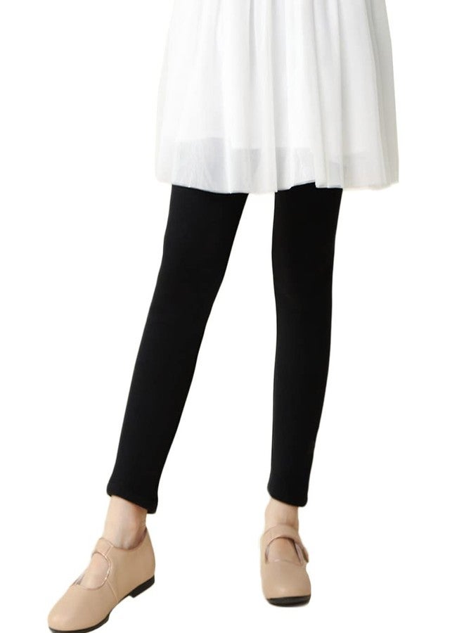 Looching Baby Toddler Girls Winter Fleece Lined Leggings Warm Full Length Pants Basic Cotton Thick Tights (Black,4-5 Years) - Image 5