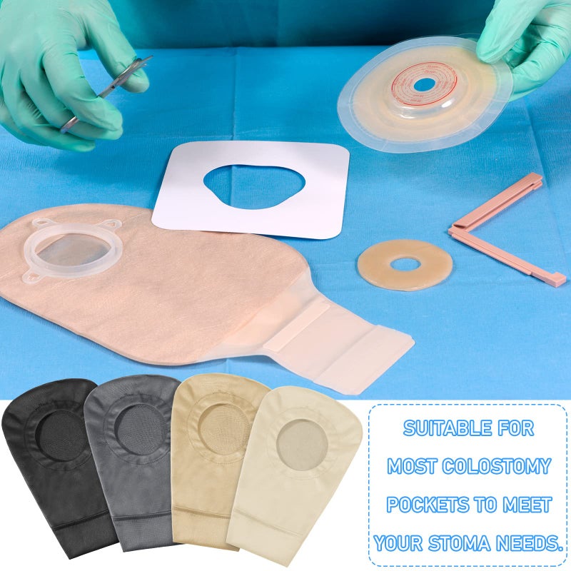 Sherr غطاء كيس الأستومي شير 4 قطع أغطية كيس القولون تحكم في الرائحة كيس مرن قابل للغسل لنساء ورجال خفيف الوزن لوازم الحماية، 4 ألوان - Image 4