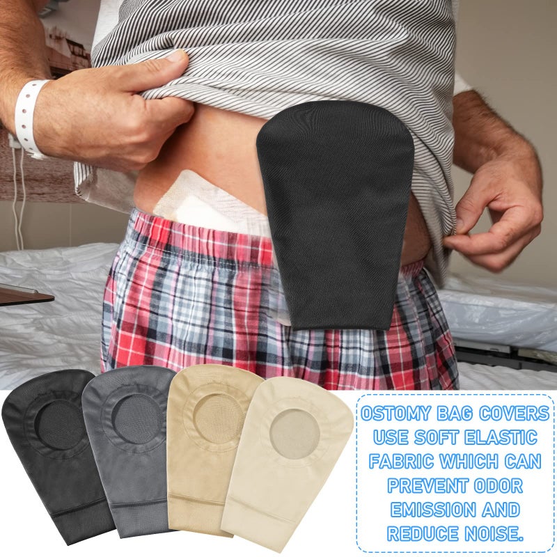 Sherr غطاء كيس الأستومي شير 4 قطع أغطية كيس القولون تحكم في الرائحة كيس مرن قابل للغسل لنساء ورجال خفيف الوزن لوازم الحماية، 4 ألوان - Image 5