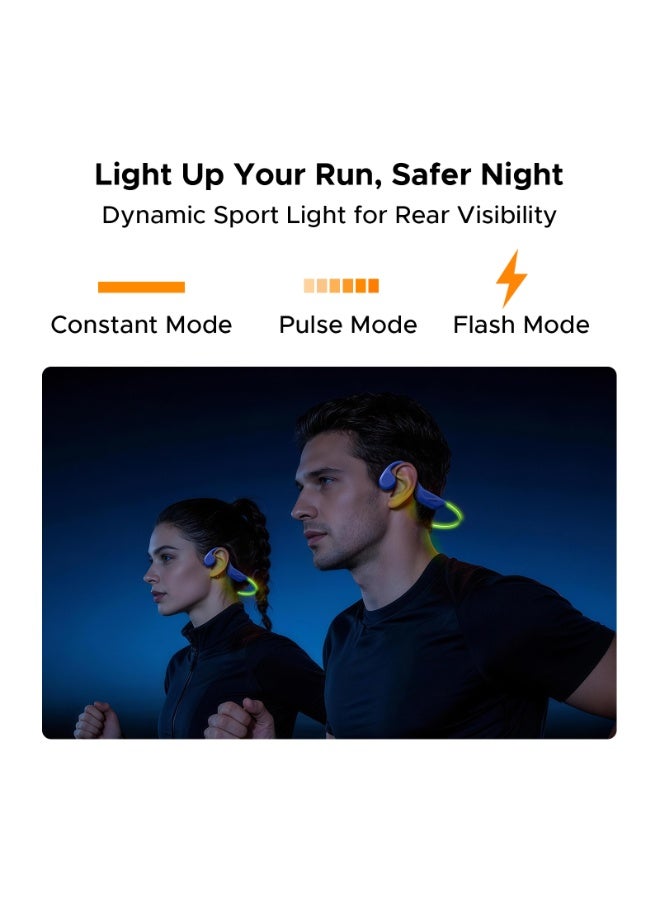 DOOGEE Bone Conduction Headphones, Open-Ear Sports Bone Conduction Headphones with LED Safety Light, IP66 Waterproof, Bluetooth 6.0, 10h Playtime and Adjustable Headband for Night Running - Image 3