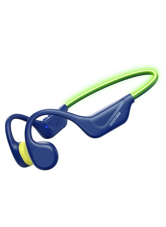 DOOGEE Bone Conduction Headphones, Open-Ear Sports Bone Conduction Headphones with LED Safety Light, IP66 Waterproof, Bluetooth 6.0, 10h Playtime and Adjustable Headband for Night Running - Image 1