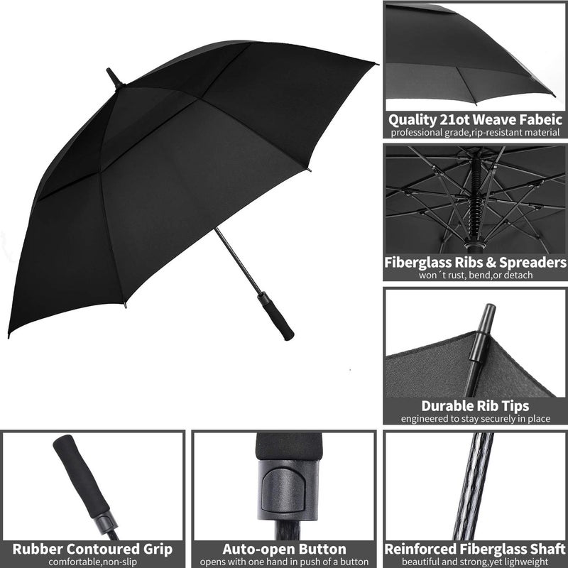 SIEPASA Golf Umbrella Large 62/68/72 Inch Automatic Open Golf Umbrella Extra Large Oversize Double Canopy Vented Umbrella Windproof Waterproof for Men and Women. - Image 5