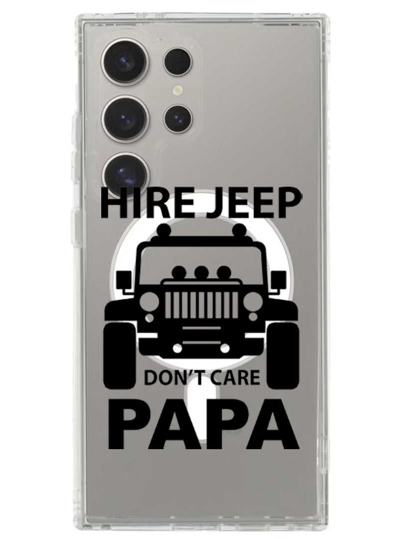 Theodor Magnetic Case for Samsung Galaxy S24 Ultra 6.8-inch Compatible with MagSafe Wireless Charging, Shockproof Phone Bumper Cover Hire jeep dont care papa black - Image 1