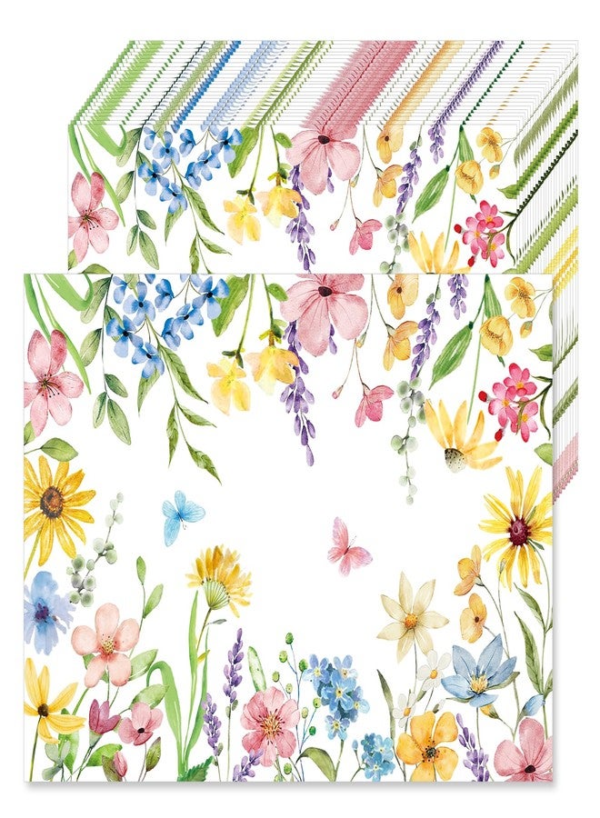 KOPOOEOE 50 Pcs Colorful Floral Paper Placemats, 11x16 Inch Floral Disposable Placemats Spring Summer Flowers Table Mats for Wedding Birthday Home Party Table Settings Supplies - Image 1