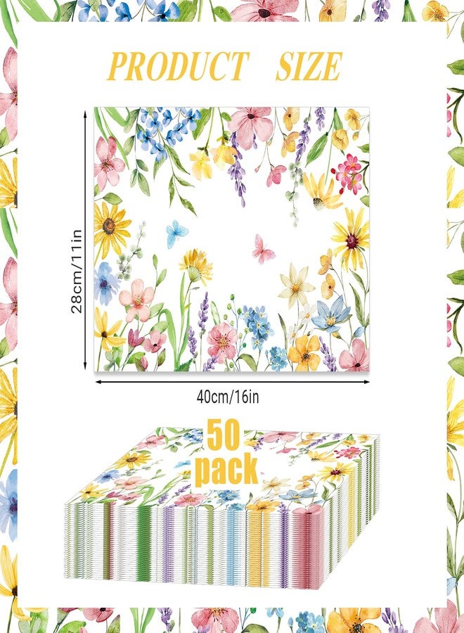 KOPOOEOE 50 Pcs Colorful Floral Paper Placemats, 11x16 Inch Floral Disposable Placemats Spring Summer Flowers Table Mats for Wedding Birthday Home Party Table Settings Supplies - Image 2