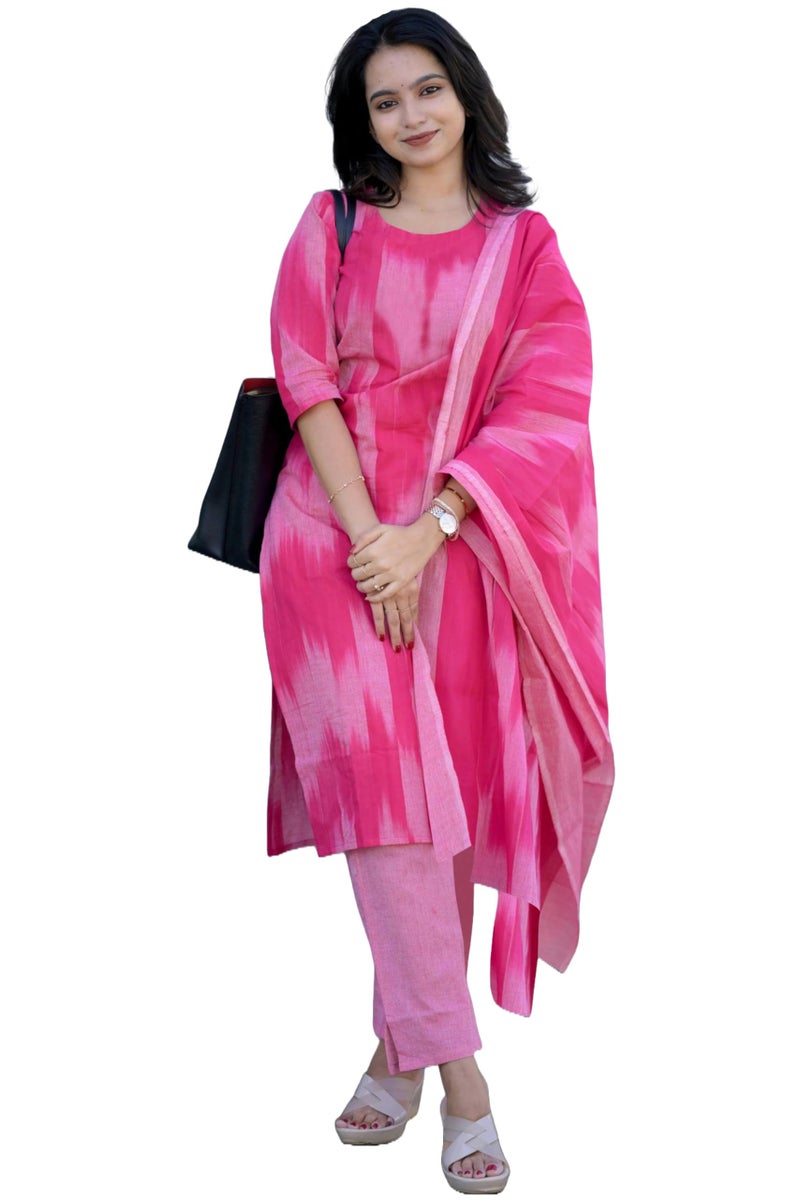 ANNI DESIGNER Women's Rayon Viscose Straight Printed Kurta with Pant & Dupatta (Nahda Pink_XL_Pink_X-Large) - Image 4