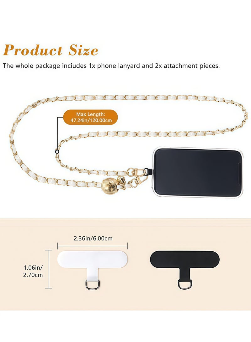 Phone/Bag Lanyard, Metal CellPhone Chain, Anti-Theft Crossbody Strap for iPhone and Most Smartphones, Adjustable Cell Phone Neck Holder for Women, Gold & Black - Image 2