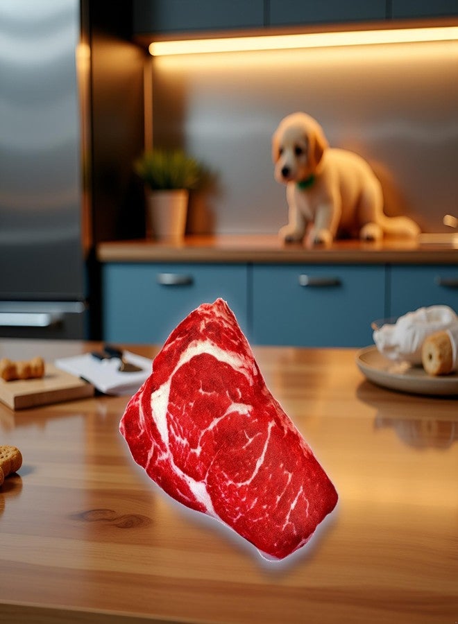 Jizlan Realistic Food Steak Plush Dog Squeaky Toy, Soft Food Shape Pet Chew Toy for Small Medium Dogs and Non-Aggressive Chewers, Puppy Teeth Clean Chew Toys - Image 3