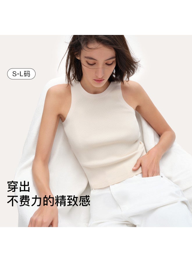 ubras Classic Round Neck Ribbed Vest Contrast Color Knit Camisole, Versatile Layering Piece For A Chic Look, Women'S Sleeveless Top - Image 2