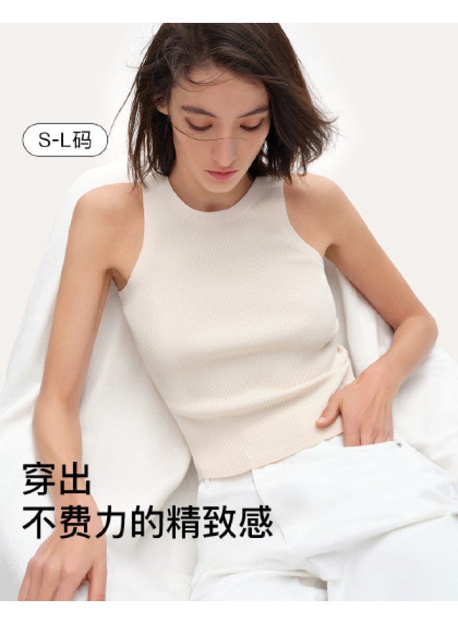 ubras Classic Round Neck Ribbed Vest Contrast Color Knit Camisole, Versatile Layering Piece For A Chic Look, Women'S Sleeveless Top - Image 1