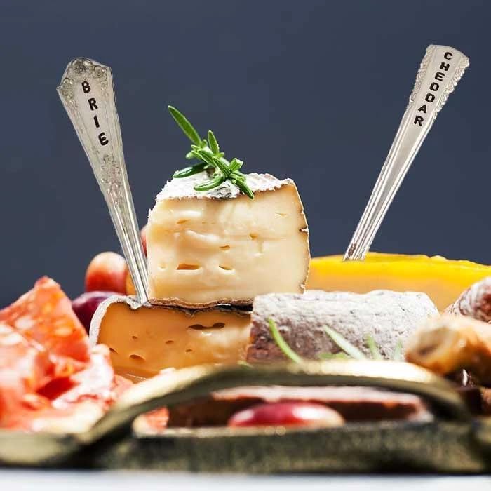 Handmade Handcrafted Vintage Silver Spoon Cheese Markers, Set of 9, Artisanal Cheese Board Labels, Luxury Table Decor, Perfect for Wine Pairings and Dinner Parties, Unique Gift for Chefs and Hosts - Image 2