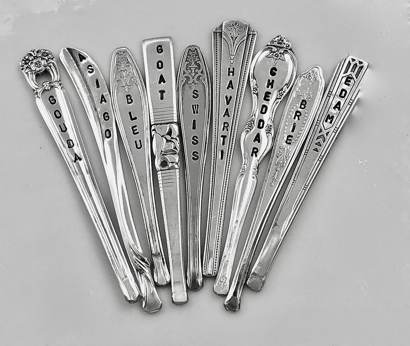 Handmade Handcrafted Vintage Silver Spoon Cheese Markers, Set of 9, Artisanal Cheese Board Labels, Luxury Table Decor, Perfect for Wine Pairings and Dinner Parties, Unique Gift for Chefs and Hosts - Image 3