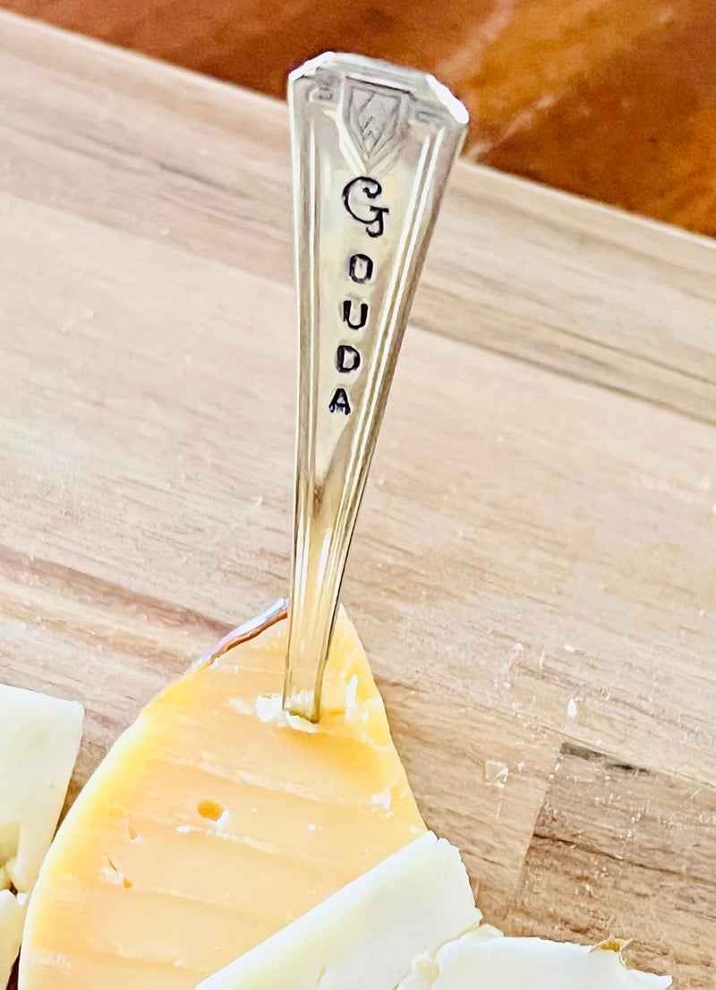 Handmade Handcrafted Vintage Silver Spoon Cheese Markers, Set of 9, Artisanal Cheese Board Labels, Luxury Table Decor, Perfect for Wine Pairings and Dinner Parties, Unique Gift for Chefs and Hosts - Image 5