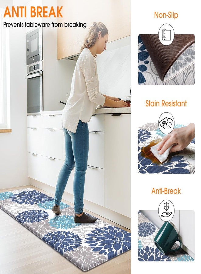 StepLively Kitchen Mats for Floor, Anti Fatigue Mats for Kitchen Floor, Kitchen Decor and Accessories Non Slip Washable Mats Set of 2 for Sink, Office, Laundry, 17.3"×30"+17.3"×47", Blue and White - Image 5