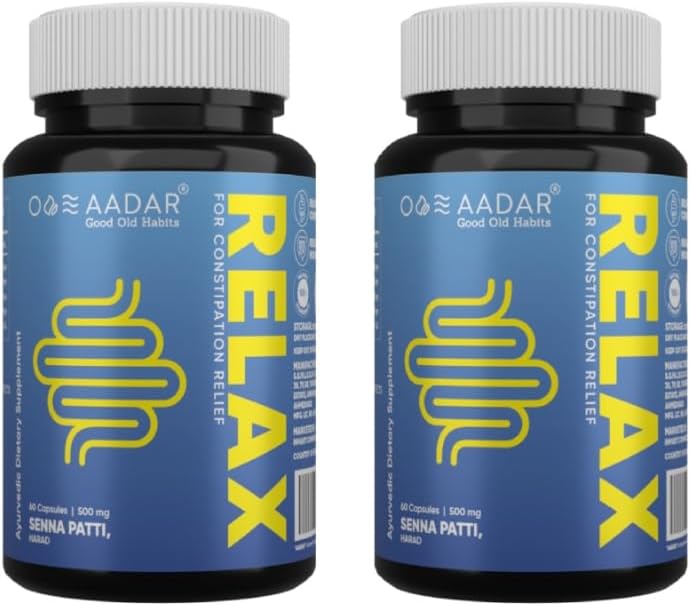 AADAR Re-Lax Relief From Constipation, Acidity, Ibs And Gastric Issues, 60 Capsules (Pack Of 2) (AADAR_RELAX_NBA) - Image 1