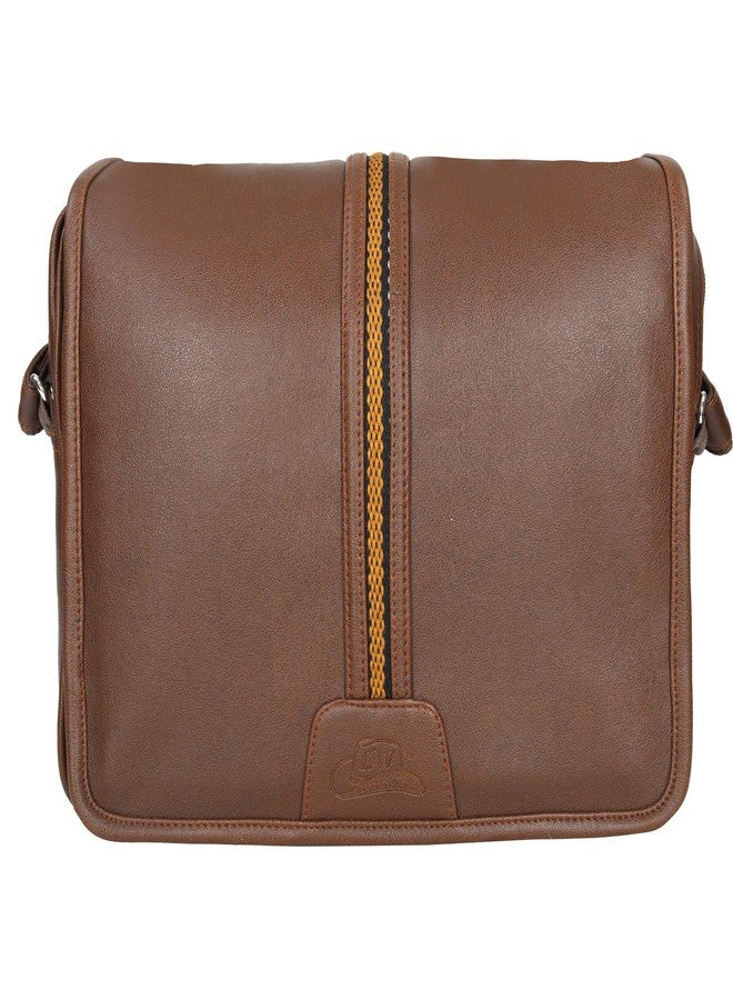 Leather World Tan 14.5 inch Pu Leather Unisex Laptop Bag for Men Office Bag for Men Messenger Bag - Image 1