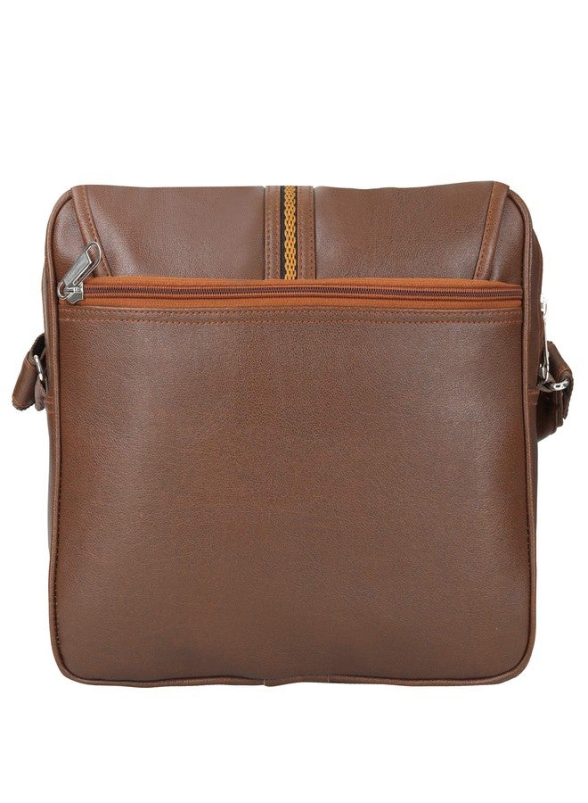 Leather World Tan 14.5 inch Pu Leather Unisex Laptop Bag for Men Office Bag for Men Messenger Bag - Image 3