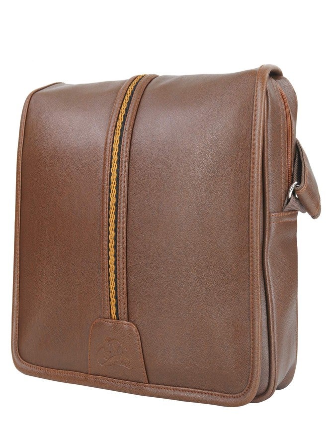 Leather World Tan 14.5 inch Pu Leather Unisex Laptop Bag for Men Office Bag for Men Messenger Bag - Image 2